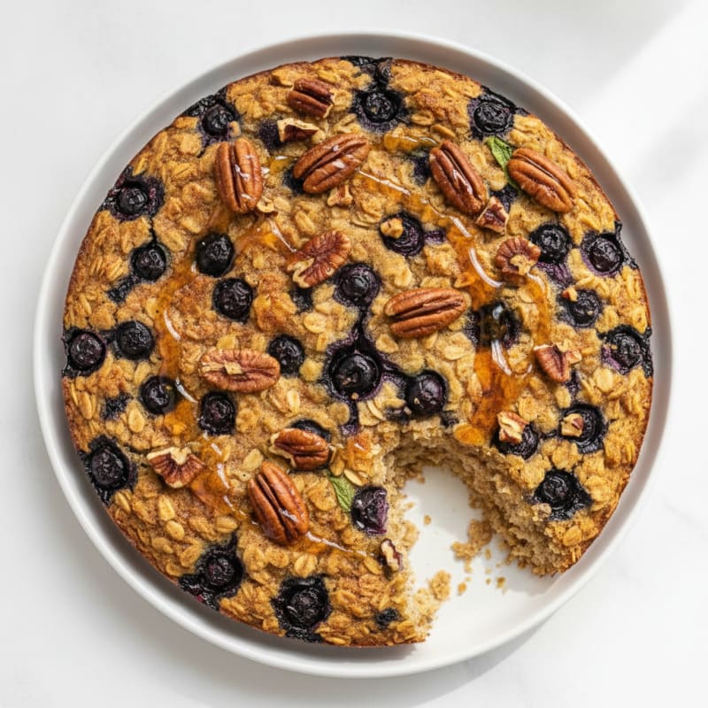Blueberry Maple Pecan Oatmeal Bake