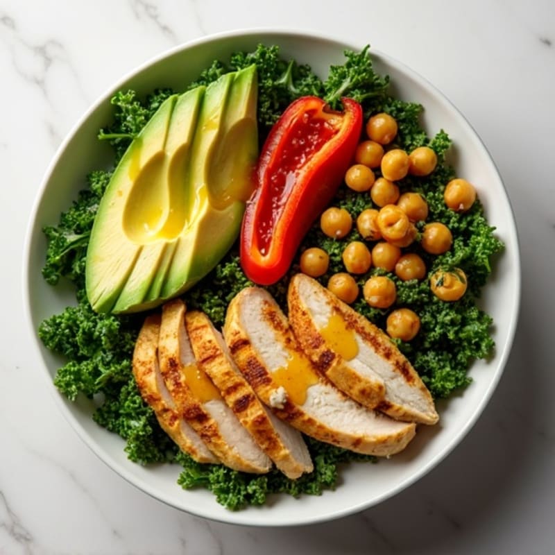 Crunchy Avocado Kale Bowl with Citrus Vinaigrette