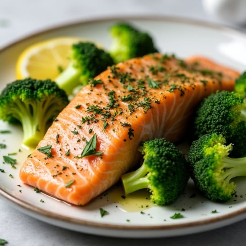 Herb-Crusted Baked Salmon with Roasted Broccoli