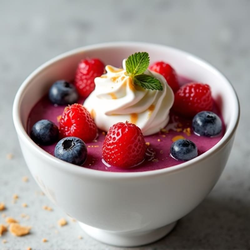 Silky Greek Yogurt Protein Pudding with Mixed Berries