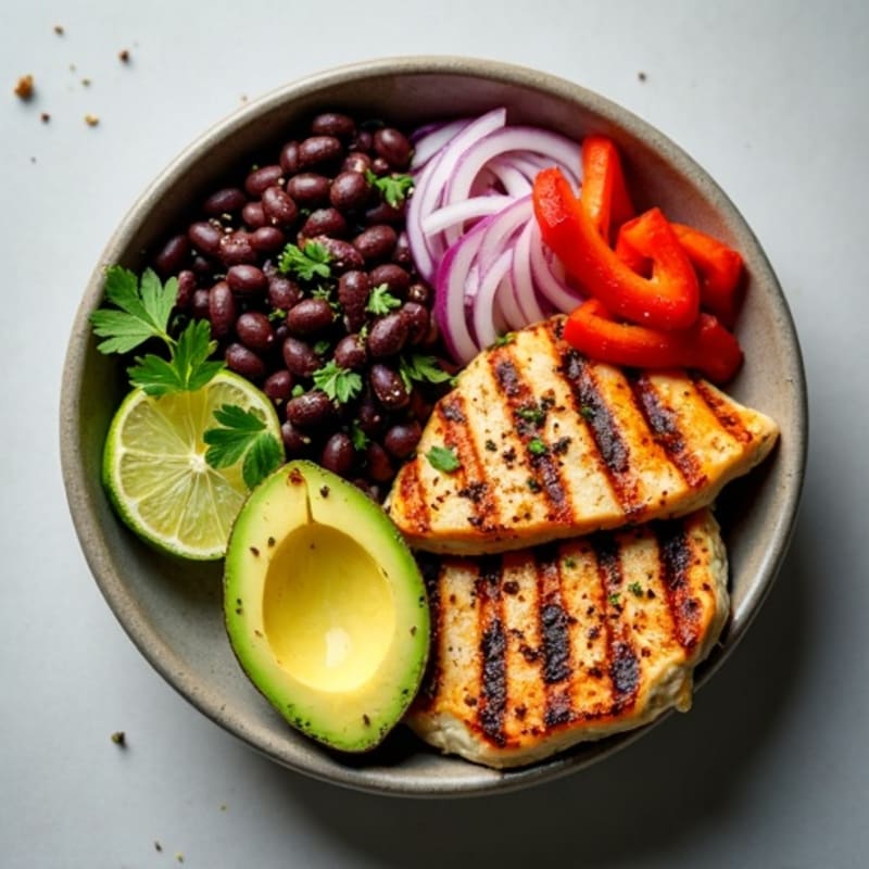 Fresh Black Bean Burrito Bowl with Creamy Avocado