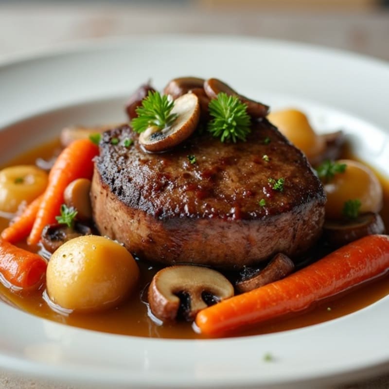 Tender Slow-Cooked Beef with Mushrooms and Root Vegetables