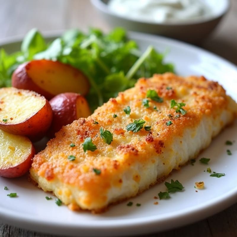 Crispy Baked Cod with Roasted Potato Wedges