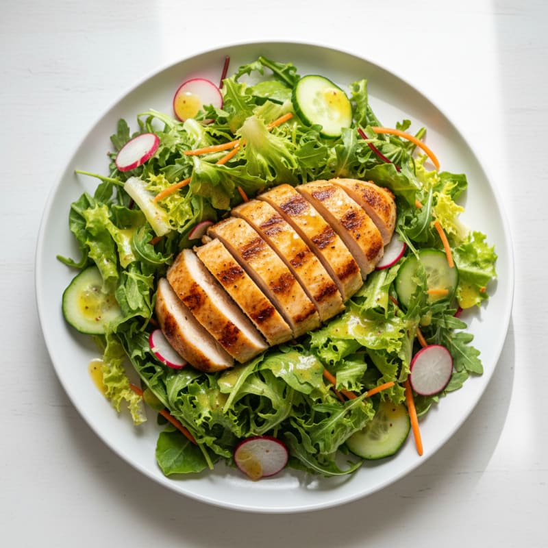 Grilled Chicken Breast over Crunchy Garden Salad