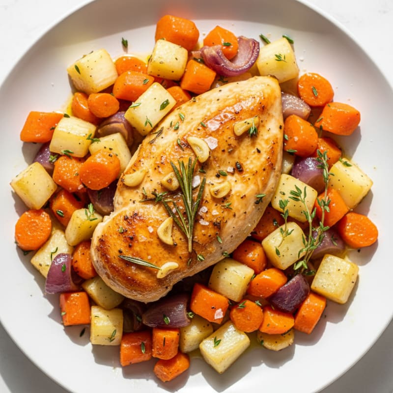 Garlic Herb Roasted Chicken with Root Vegetables