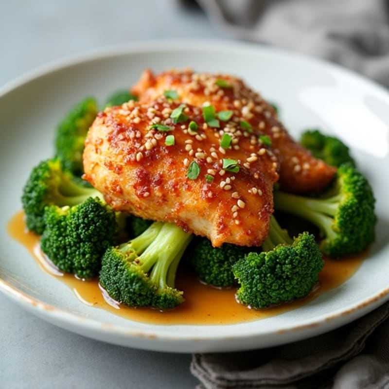 Crispy Sesame Ginger Chicken with Roasted Broccoli