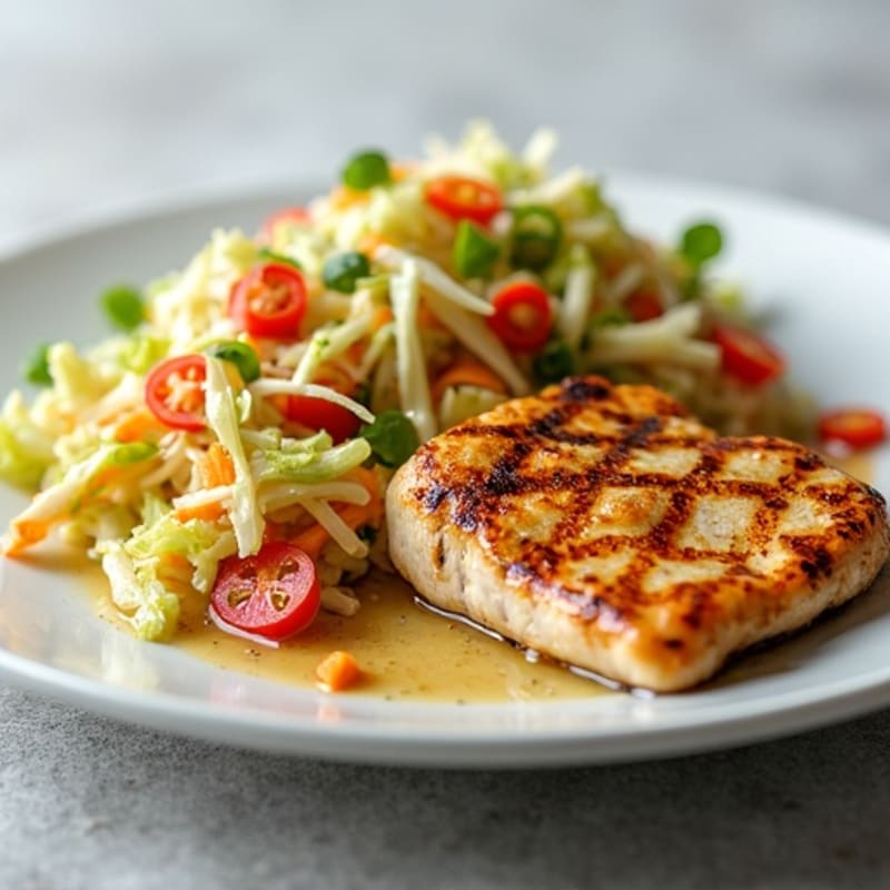 Grilled Chicken Breast with Crunchy Cabbage Slaw