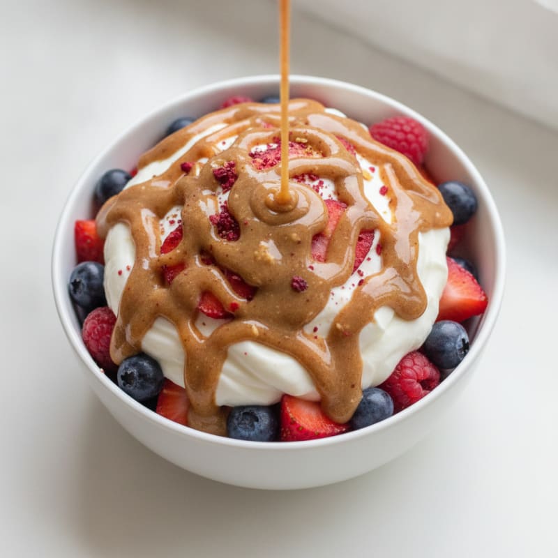 Greek Yogurt Protein Parfait with Mixed Berries and Almond Butter