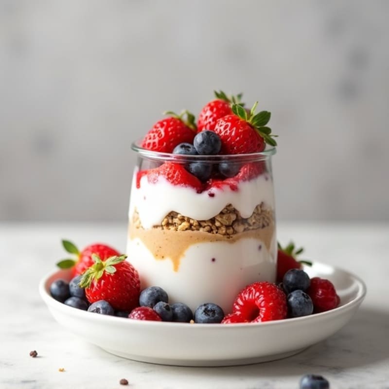 Greek Yogurt Protein Parfait with Berries and Almond Butter