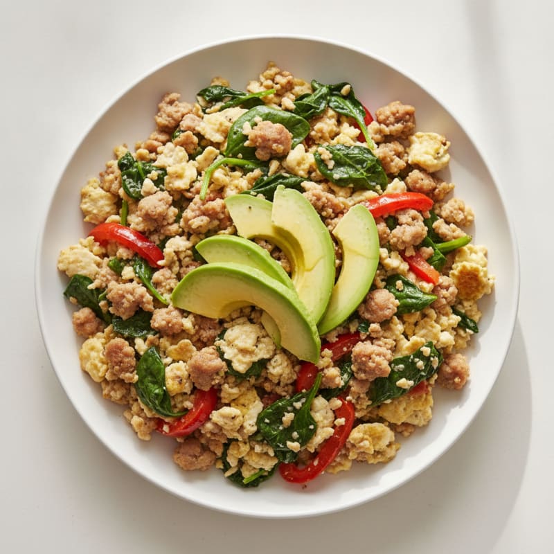 Egg White and Turkey Sausage Scramble with Spinach
