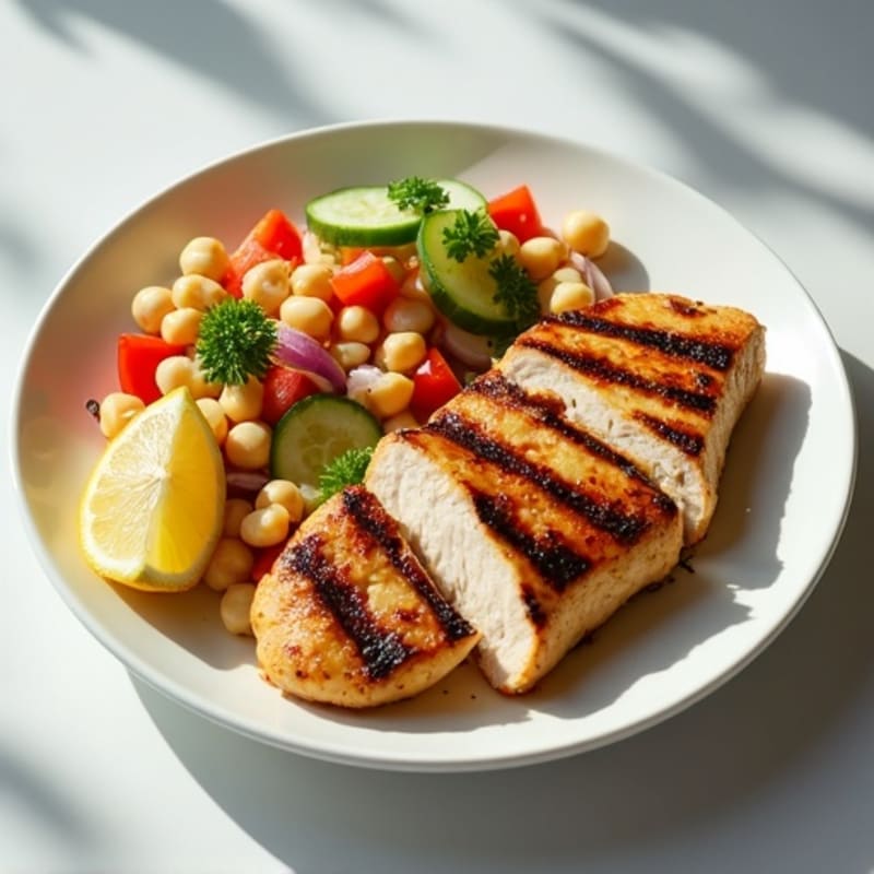 Grilled Chicken Breast with Crunchy Chickpea Salad