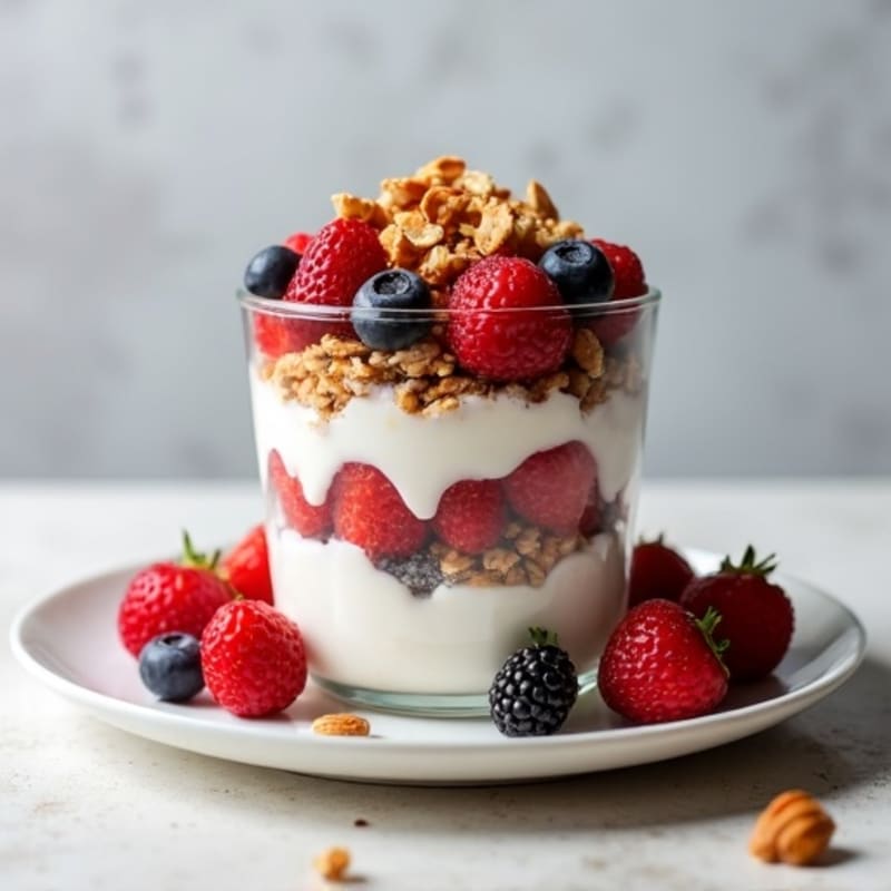 Cottage Cheese Berry Parfait with Toasted Almonds