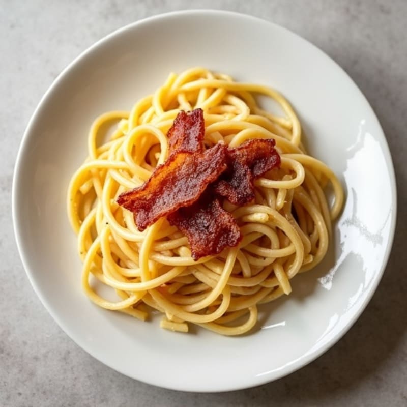 Creamy Whole Wheat Pasta with Crispy Turkey Bacon and Silky Egg Sauce