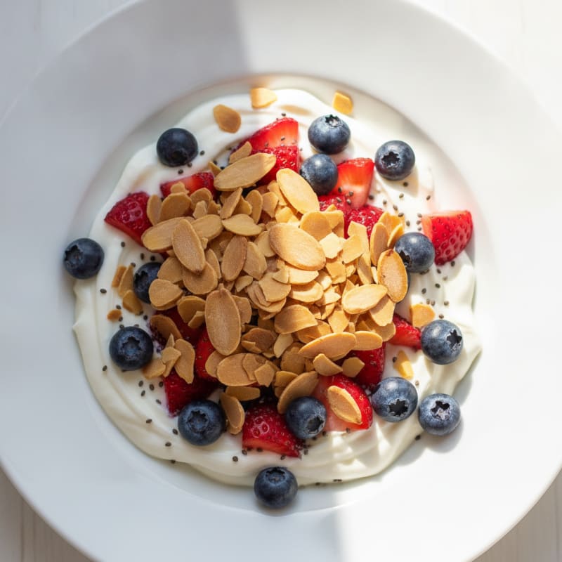 Greek Yogurt Protein Parfait with Berries and Almonds