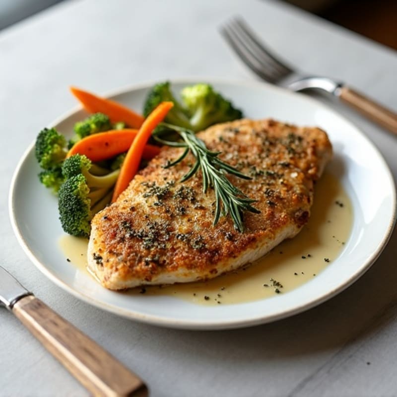 Herb-Crusted Pan Seared Chicken with Roasted Vegetables
