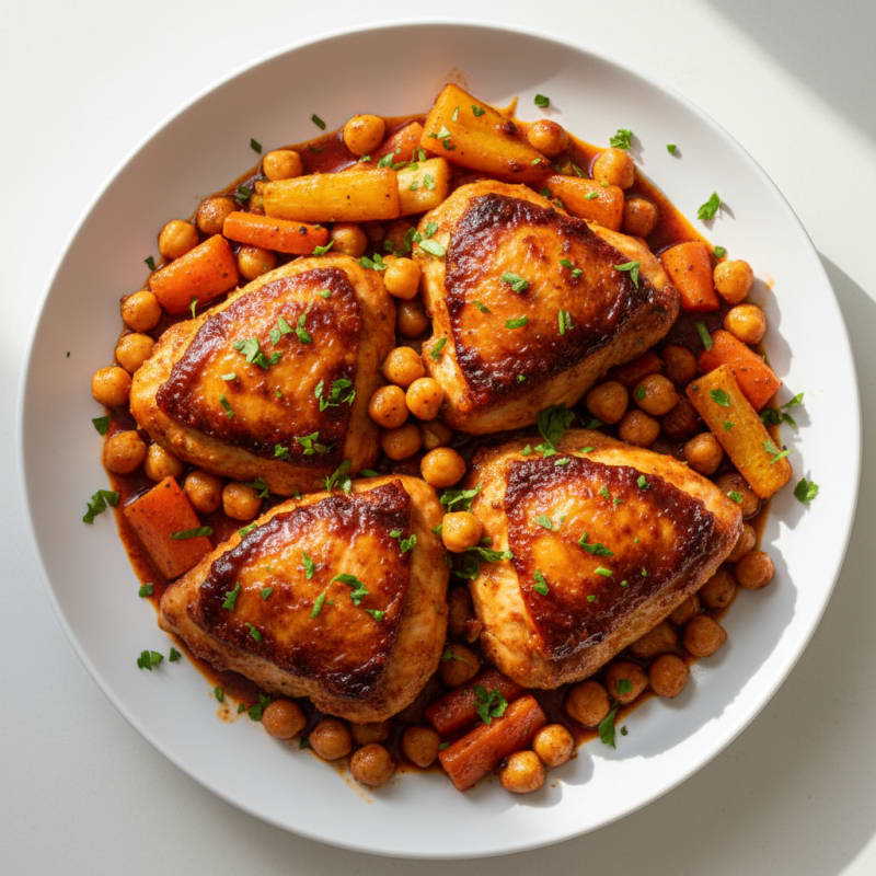 Harissa Chicken Thighs with Roasted Root Vegetables