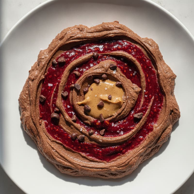 Chocolate Protein Mousse with Berry Swirl