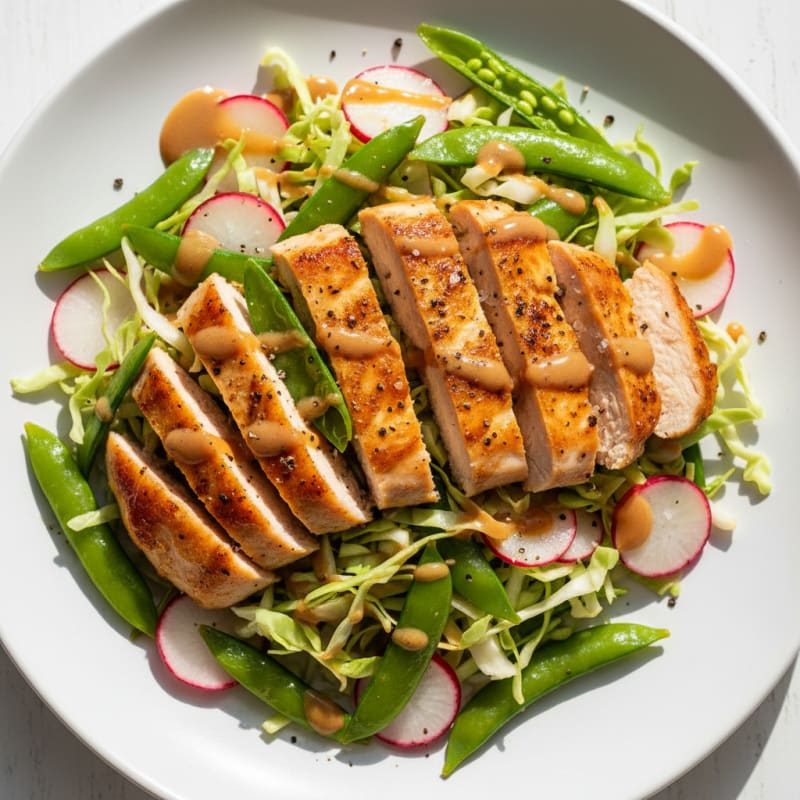 Umami Chicken and Snap Pea Slaw Bowl