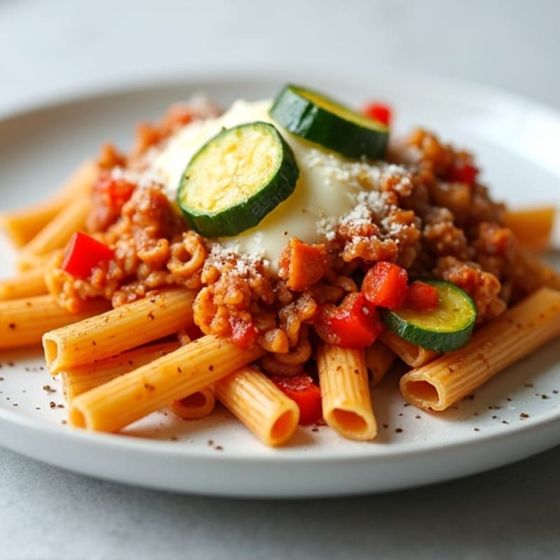 Hearty Baked Ziti with Lean Ground Turkey and Roasted Vegetables