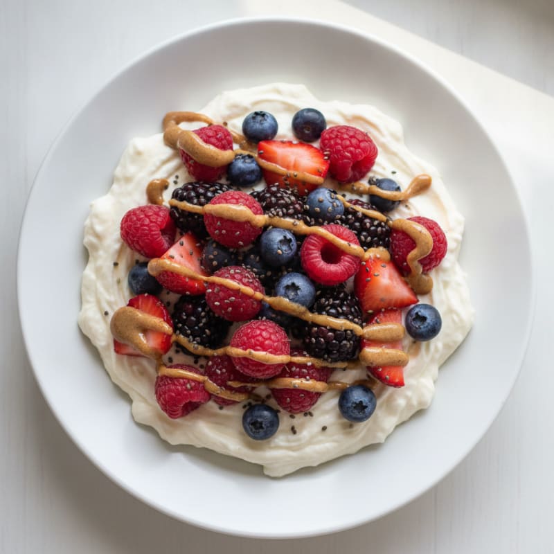 Silky Greek Yogurt Protein Pudding with Mixed Berries