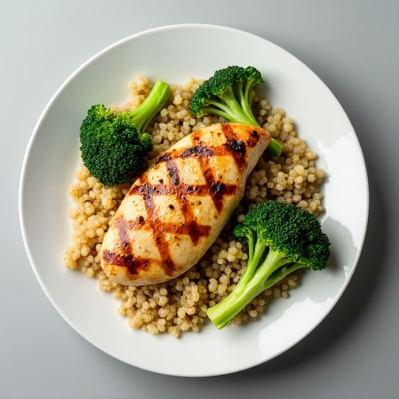 Grilled Chicken Breast with Roasted Broccoli and Quinoa