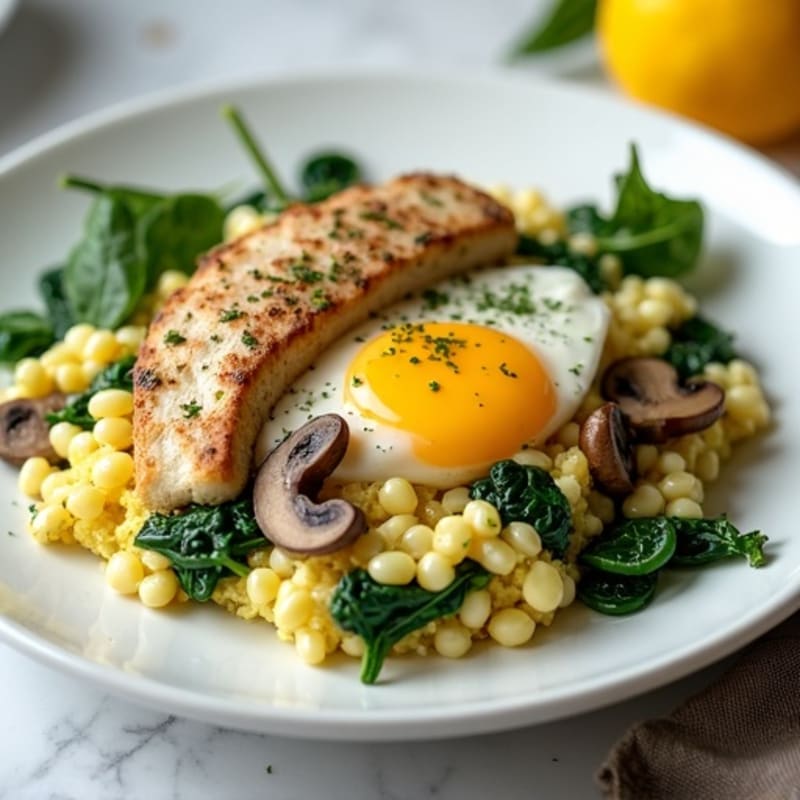 Egg White and Turkey Spinach Scramble with Sautéed Mushrooms