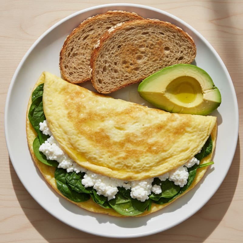 Egg White and Spinach Omelette with Cottage Cheese