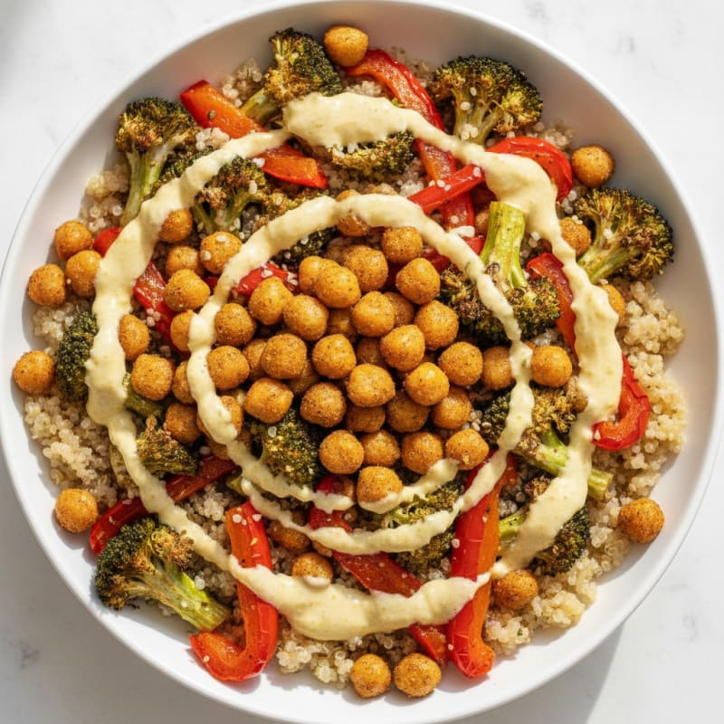 Roasted Vegetable and Chickpea Grain Bowl