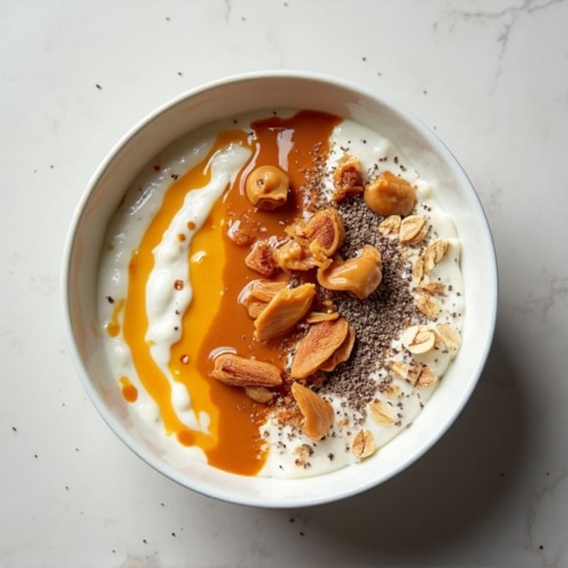 Creamy Greek Yogurt Protein Oats with Almond Butter and Chia