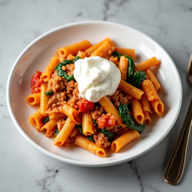 Healthy Baked Ziti with Lean Turkey and Spinach