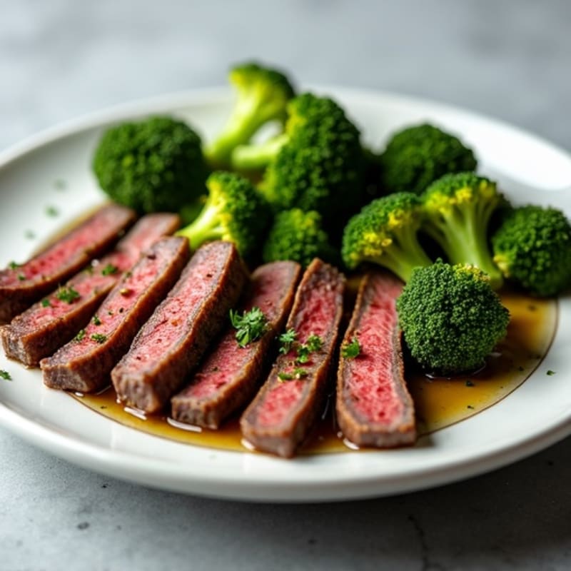 Seared Lean Beef Strips with Roasted Broccoli