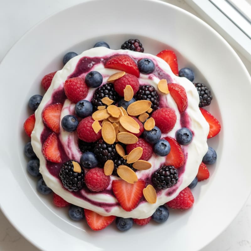 Greek Yogurt Protein Parfait with Mixed Berries