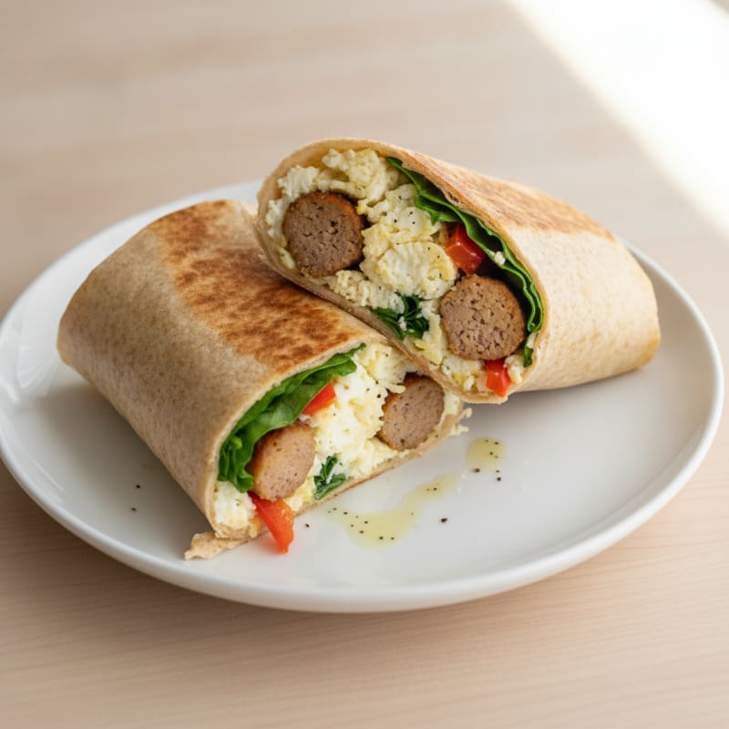 High Protein Sausage and Egg Breakfast Burrito