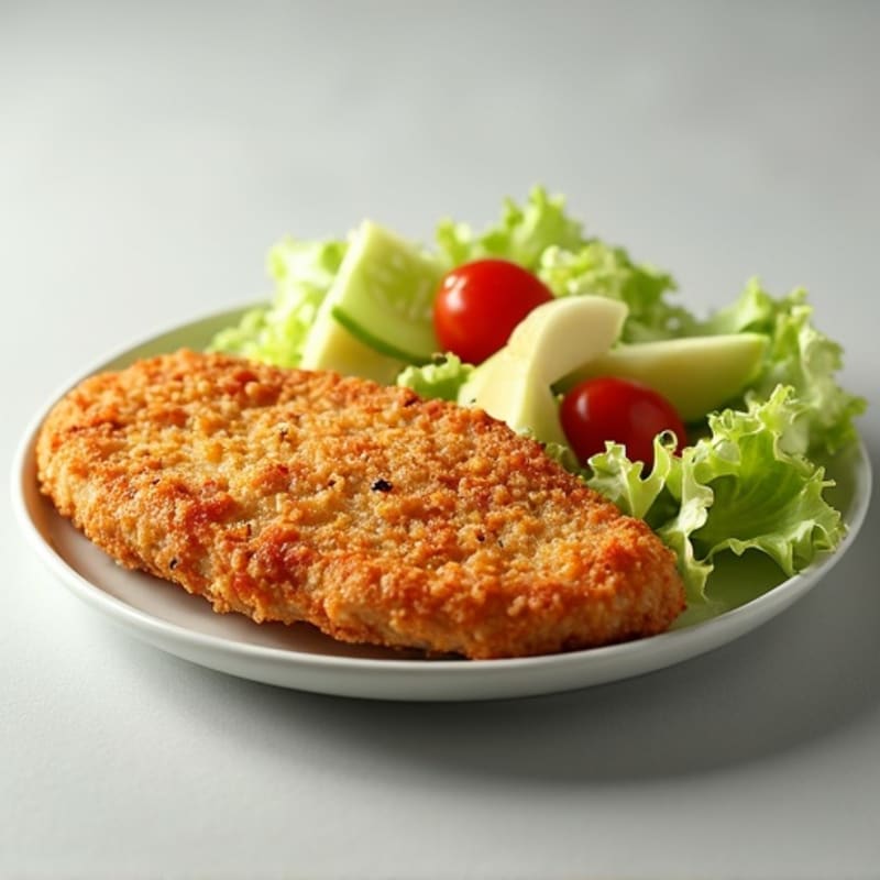 Crispy KFC-Style Chicken Breast with Fresh Garden Salad
