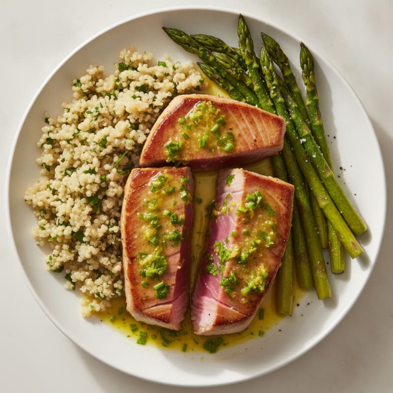 Seared Tuna with Lemon-Herb Sauce