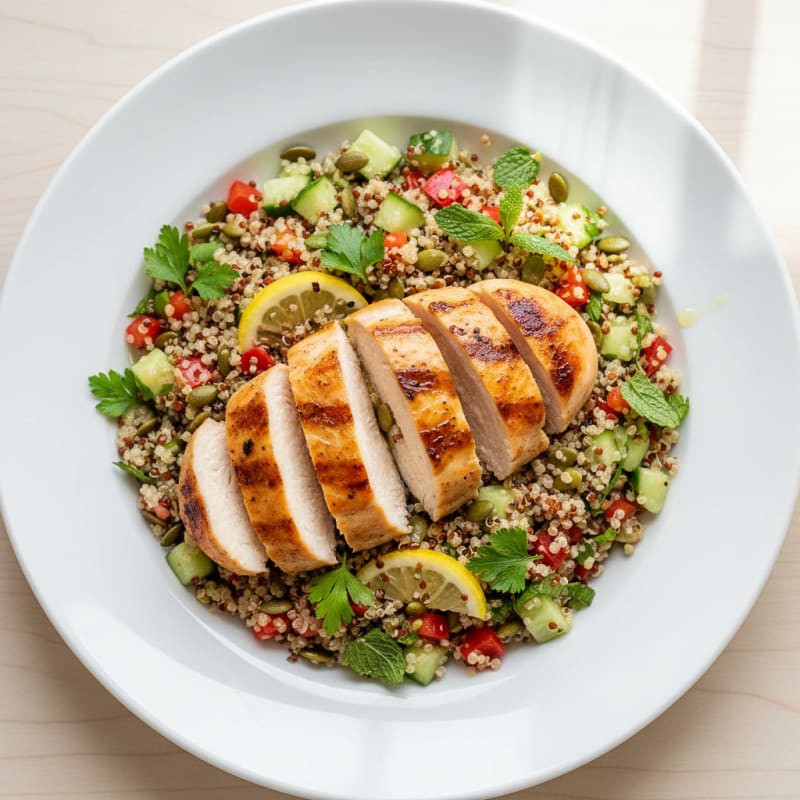 Grilled Chicken Breast with Crunchy Quinoa Salad