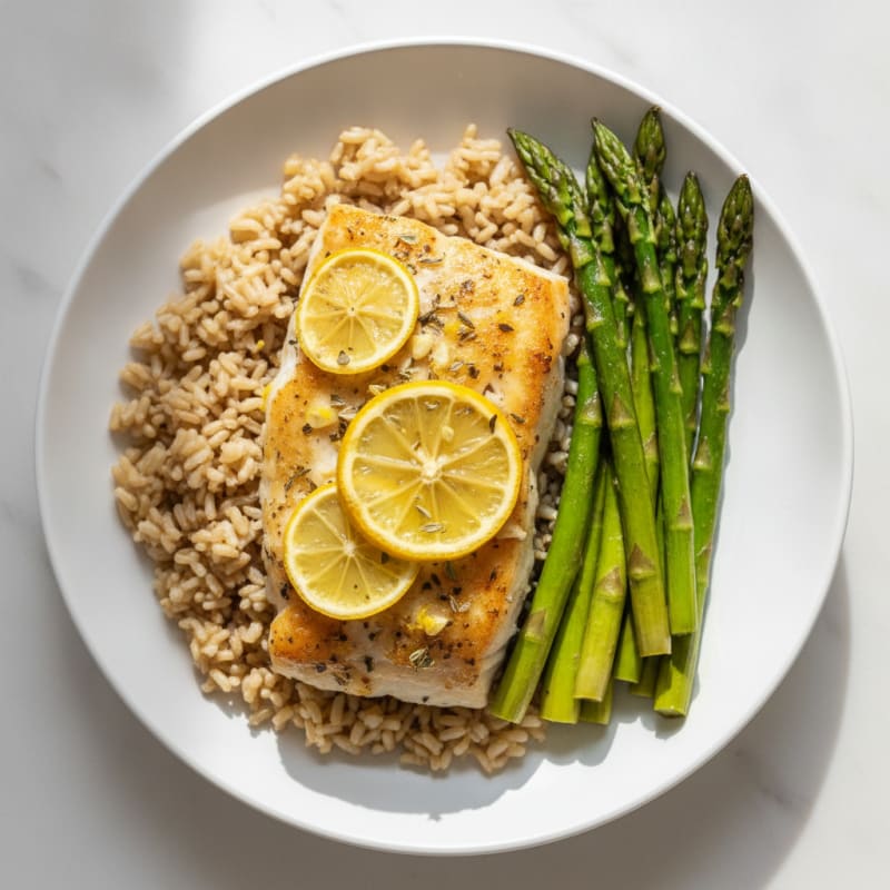 Baked Lemon Herb Cod with Asparagus