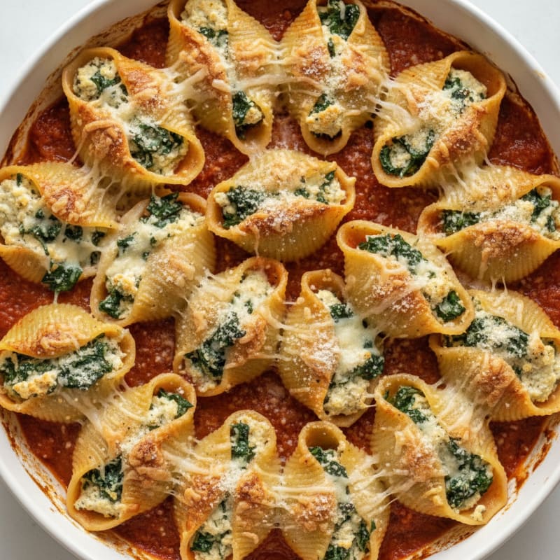 Baked Spinach Ricotta Stuffed Shells