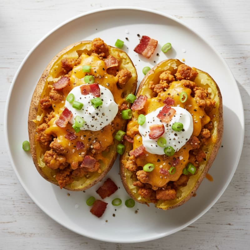 Crispy Bacon Cheddar Stuffed Potatoes