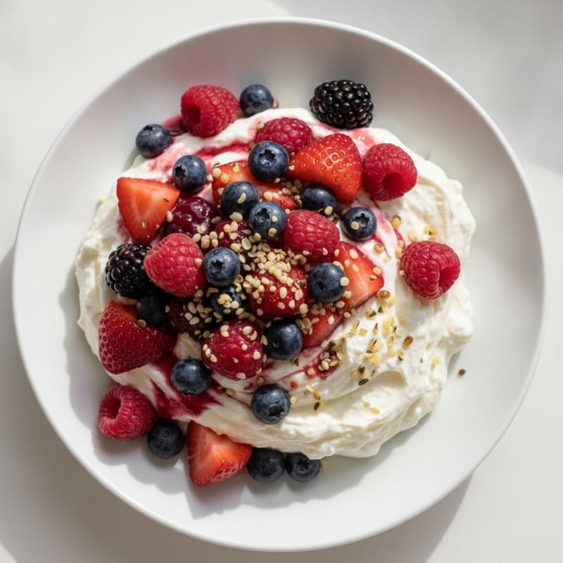 Silky Greek Yogurt Protein Mousse with Mixed Berries