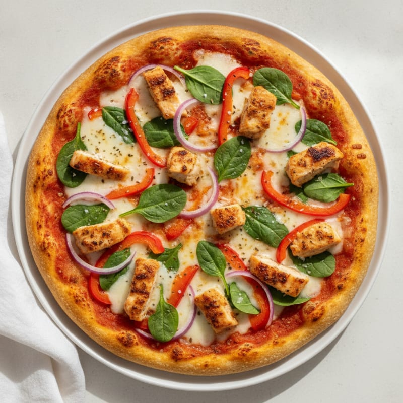 Chicken & Veggie Pizza with Cauliflower Crust