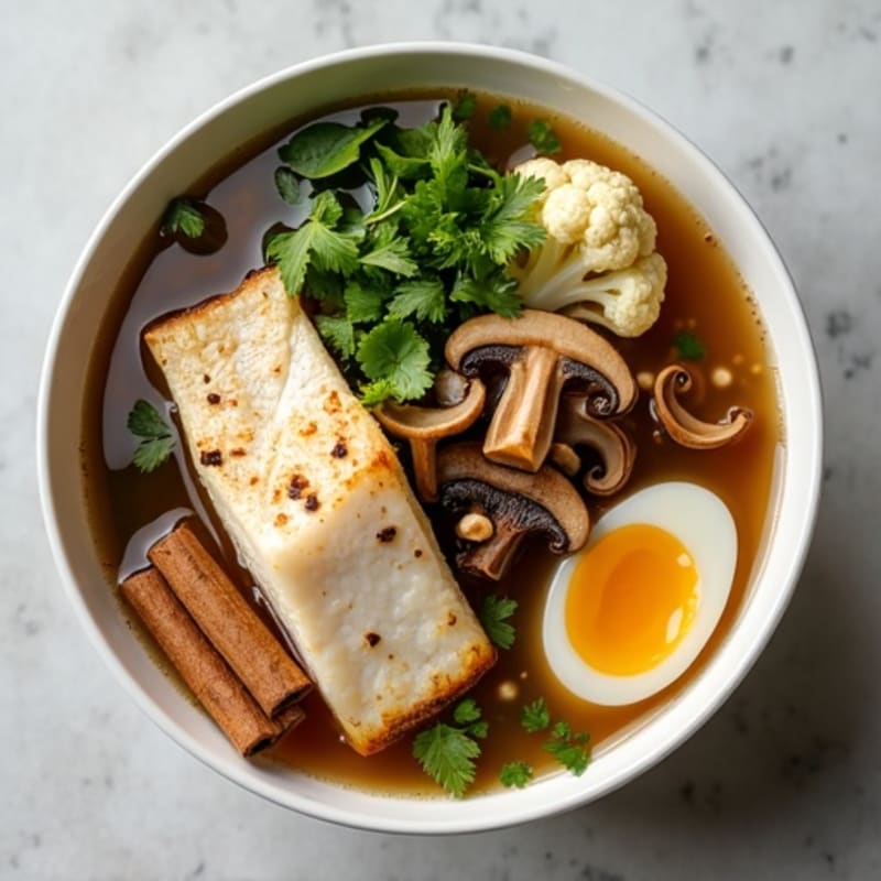Brothy Fish and Mushroom Pho