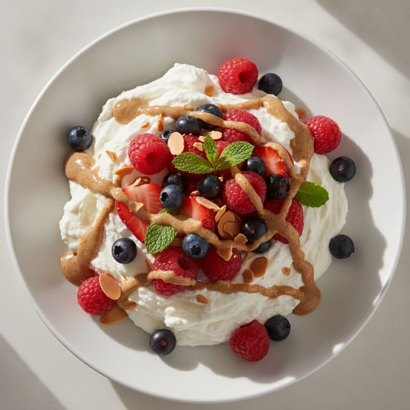Greek Yogurt Protein Mousse with Mixed Berries