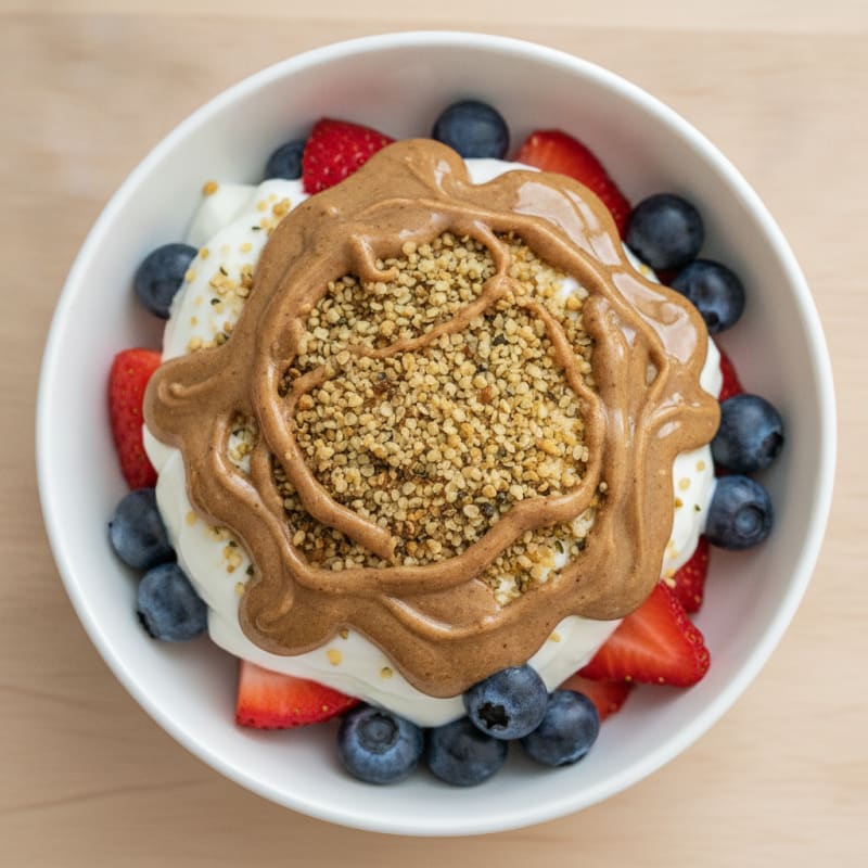 Greek Yogurt Parfait with Mixed Berries and Almond Butter
