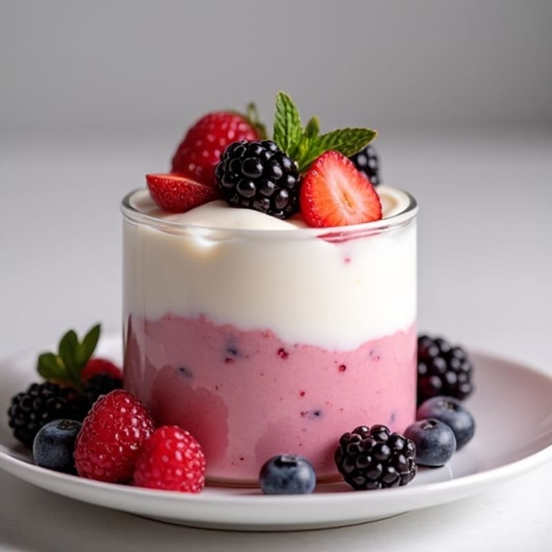 Greek Yogurt Protein Mousse with Mixed Berries