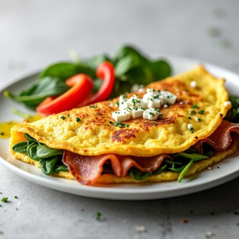 Egg White Spinach Omelette with Turkey Bacon