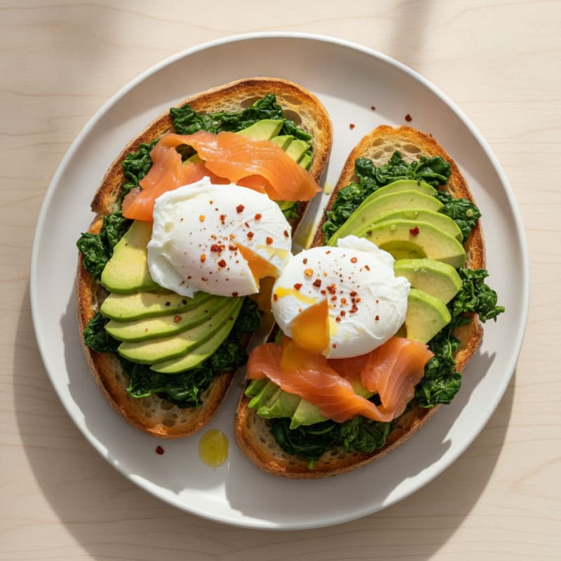 Egg and Spinach Sourdough Toast with Avocado