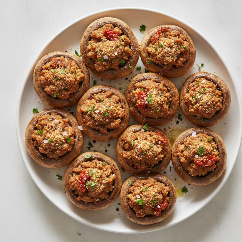 Herb-Stuffed Mushrooms with Sun-Dried Tomatoes