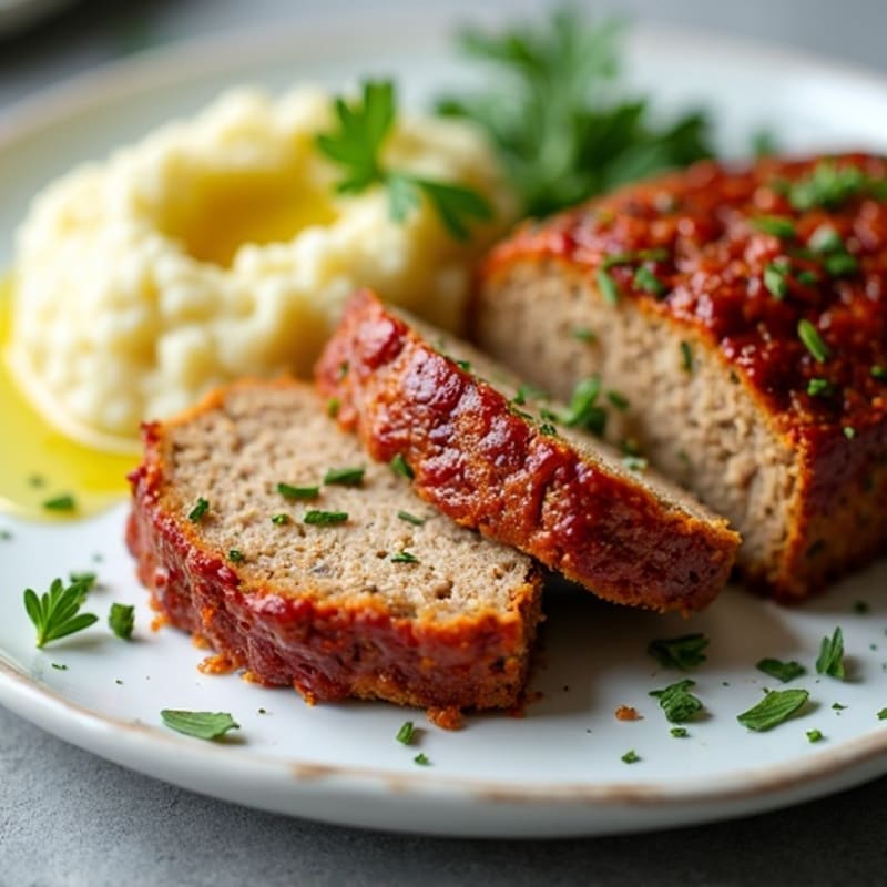 Herb-Crusted Turkey Meatloaf with Cauliflower Mash