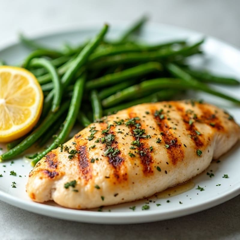 Lemon-Herb Grilled Chicken with Tender Garlic Green Beans